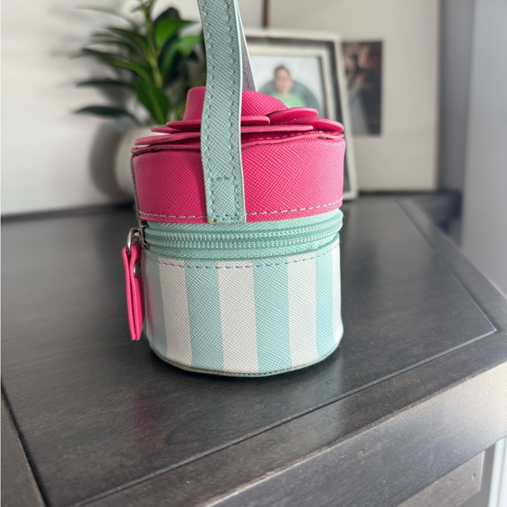 Pink and Mint Striped Round Child’s Purse Handbag - Picture 5 of 10